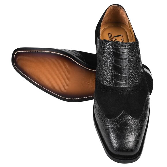 Megan Men’s Ostrich Leg Printed Suede Leather Loafer Shoes - Picture 2 of 8